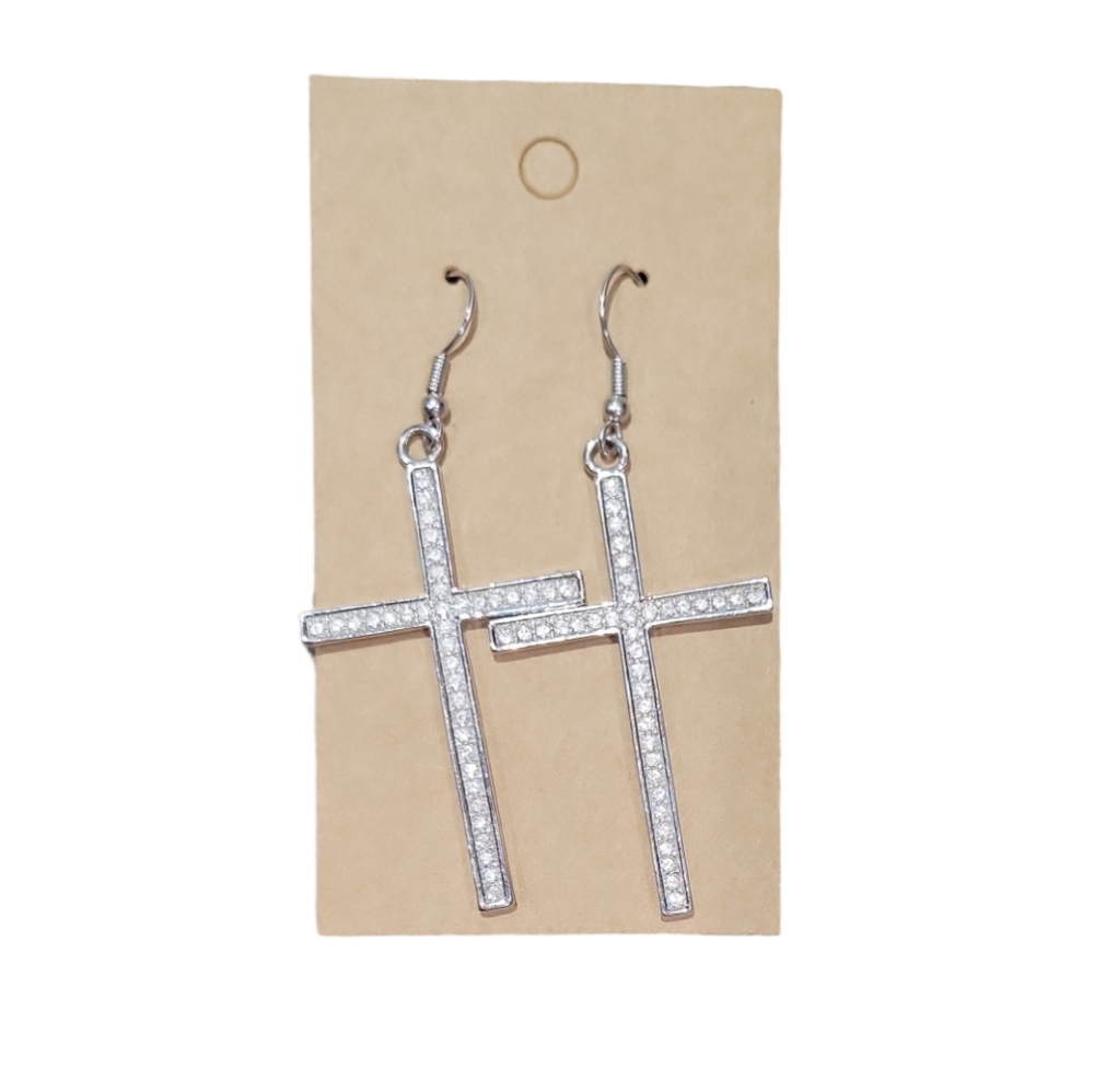 Elegant Silver Cross Earrings